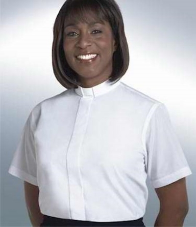 Clerical Shirt-Women-Short Sleeve Tab Collar-Size 10-White | SHOPtheWORD