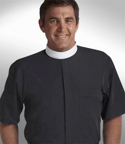 Clerical Shirt-Short Sleeve-Banded-15 In-Black | SHOPtheWORD