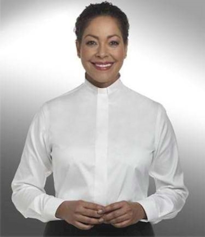 Clerical Shirt-Women-Long Sleeve Tab Collar-Size 14-White | SHOPtheWORD