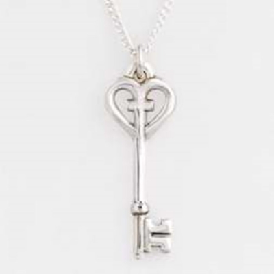 Necklace-Key w/Cross w/18" Chain (Sterling Silver) | SHOPtheWORD