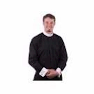 Clerical Shirt-Long Sleeve Banded Collar & French Cuff-16.5X36/37-Black | SHOPtheWORD