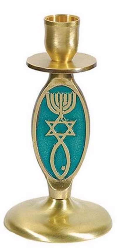 Candle Holder-Messianic Roots-Blue-Brass | SHOPtheWORD