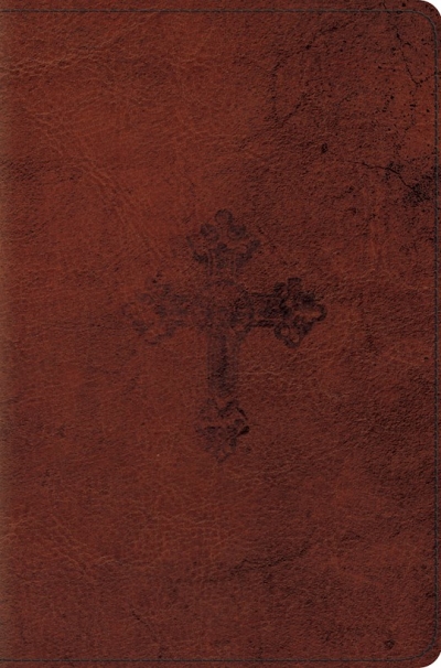 ESV Compact Bible-Walnut Weathered Cross Design TruTone | SHOPtheWORD