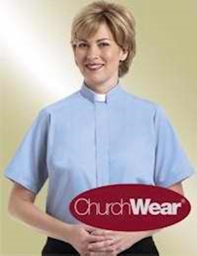 Clerical Shirt-Women-Short Sleeve Tab Collar-Size 18-French Blue | SHOPtheWORD