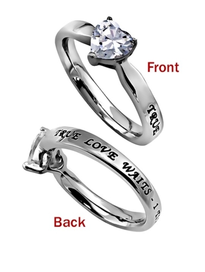 Ring-CZ Heart-True Love Waits-Sz 5 | SHOPtheWORD