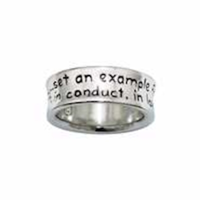 Ring-Purity-Concave (1 Tim. 4:12) (Ladies) (Sz 8)-Rhodium Plated | SHOPtheWORD