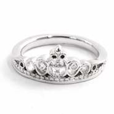 Ring-Princess Crown w/Cross (Ladies) (Sz 9)-Rhodium Plated | SHOPtheWORD