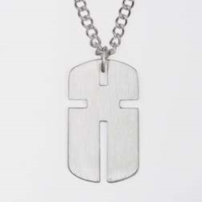 Necklace-Cross Dog Tag w/24" Chain-Pewter | SHOPtheWORD