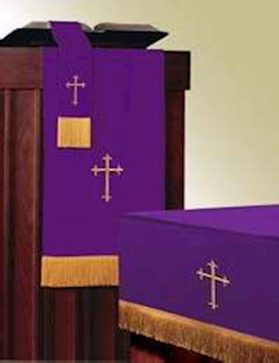 Parament Set-Standard 3 Piece-Viva-Reversible-Forest/Purple w/Latin Cross (15082) | SHOPtheWORD