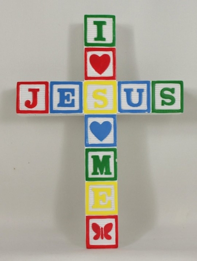Wall Cross-Jesus Loves Me Blocks-Primary Colors | SHOPtheWORD