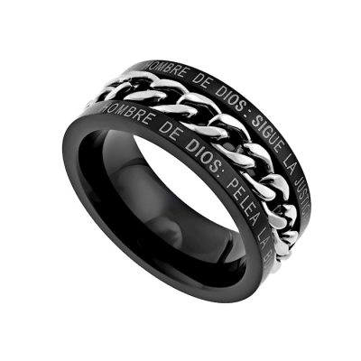 Span-Ring-Black Chain-Man Of God (Mens)-Sz 8 | SHOPtheWORD