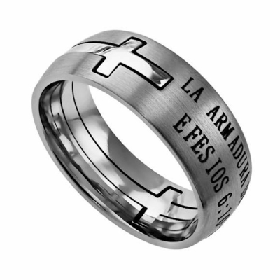 Span-Ring-Double Cross-Armor Of God-Silver (Mens)-Sz 9 | SHOPtheWORD