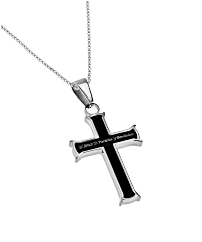 Span-Necklace-Black Iron Cross-Love (Womens)-18" Chain | SHOPtheWORD