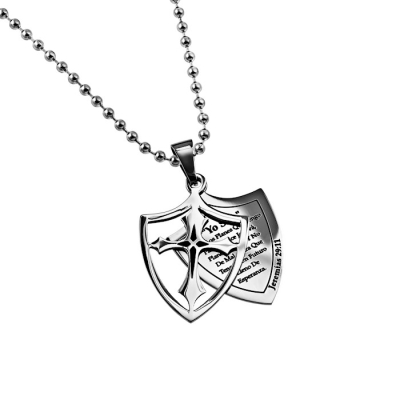 Span-Necklace-2 Piece Shield Cross-I Know (Mens)-20" Chain | SHOPtheWORD