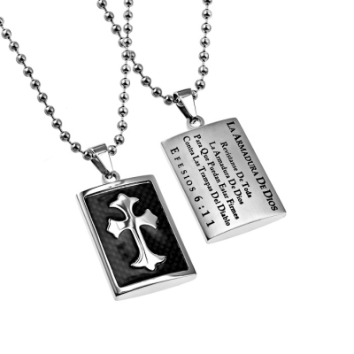 Span-Necklace-Deluxe Shield Cross Black Graphite-Armor Of God (Mens)-20" | SHOPtheWORD