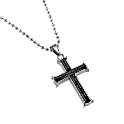 Span-Necklace-Black Iron Cross-Courage (Mens)-20" Chain | SHOPtheWORD