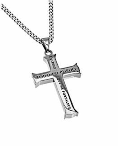 Span-Necklace-Silver Iron Cross-Through Christ (Mens)-20" Chain | SHOPtheWORD