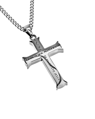 Span-Necklace-Silver Iron Cross-Man Of God (Mens)-24" Chain | SHOPtheWORD