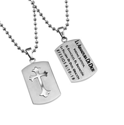 Span-Necklace-Shield Cross-Armor Of God-Silver (Mens)-20" Chain | SHOPtheWORD