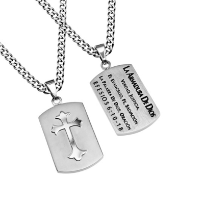 Span-Necklace-Shield Cross-Armor Of God-Silver (Mens)-24" Chain | SHOPtheWORD