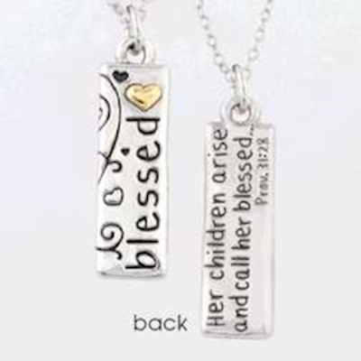 Necklace-Two-Tone Blessed/Prov. 31:28 w/18" Chain-Pewter | SHOPtheWORD