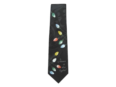 Tie-Jesus Is The Light!-Polyester-Black | SHOPtheWORD