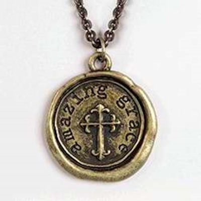 Necklace-Amazing Grace w/20" Cable Chain-Brass OX Plated | SHOPtheWORD