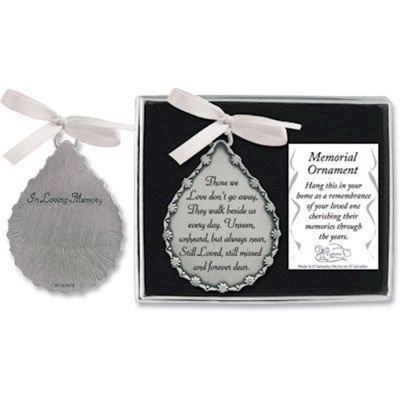 Ornament-Memorial-Tearshaped w/Crystal Stones And White Ribbon | SHOPtheWORD