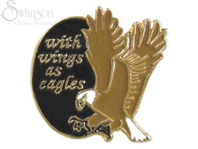 Lapel Pin-With Wings As Eagles (Black/Gold) (Pack of 6) | SHOPtheWORD