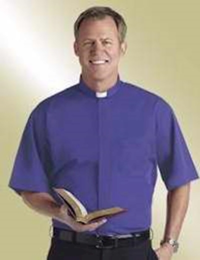 Clerical Shirt-Short Sleeve Tab Collar-17.5 In-Royal Blue | SHOPtheWORD