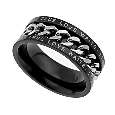 Ring-Black Chain-True Love Waits (Mens)-Sz 13 | SHOPtheWORD