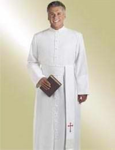 Clergy Cassock-H101/HM525-Chest 42-45/Nck 17/Slv 34-White | SHOPtheWORD
