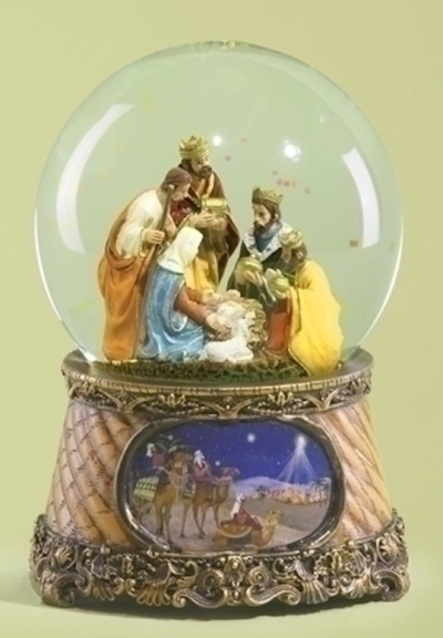 Dome-Nativity w/3 Kings Musical Glitterdome (Little Drummer Boy) (6") | SHOPtheWORD