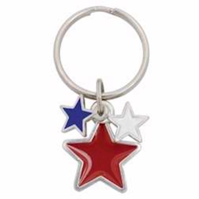 Key Chain-Red, White, & Blue Stars-Pewter | SHOPtheWORD
