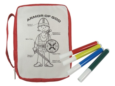 Bible Cover-Kids-Armor Of God W/Markers-Color & Wash-MED-Red | SHOPtheWORD