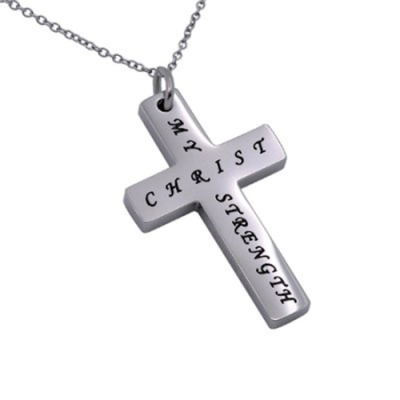 Necklace-Simplicity Cross-Christ My Strength (18") | SHOPtheWORD