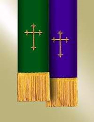 Bible Marker-Pavillion-Reversible Hunter/Purple w/Latin Cross | SHOPtheWORD