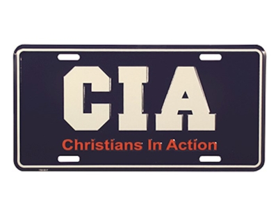 Auto Tag-Christians In Action-Navy/White (6" x 12") | SHOPtheWORD