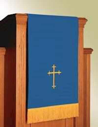 Scarf-Pulpit/Lectern-Pavillion-Reversible-Blue/White/Latin Cross (11666) | SHOPtheWORD