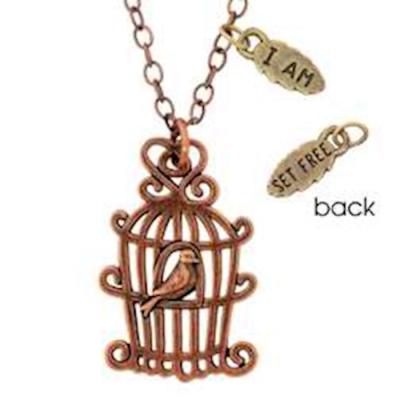 Necklace-Birdcage/I Am Set Free w/30" Chain-Copper Plated | SHOPtheWORD