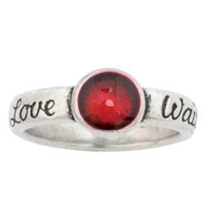 Ring-Love Waits w/Red Epoxy (Ladies) (Pewter)-Small | SHOPtheWORD
