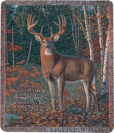 Throw-Autumn Sentinel/I Can Do All Things...-Tapestry (50" x 60") | SHOPtheWORD