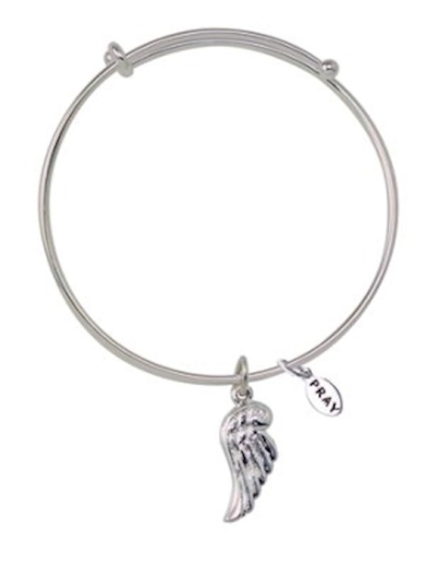 Bracelet-Pray Kids Bangle-Angel Wing (Silver-Plated) | SHOPtheWORD