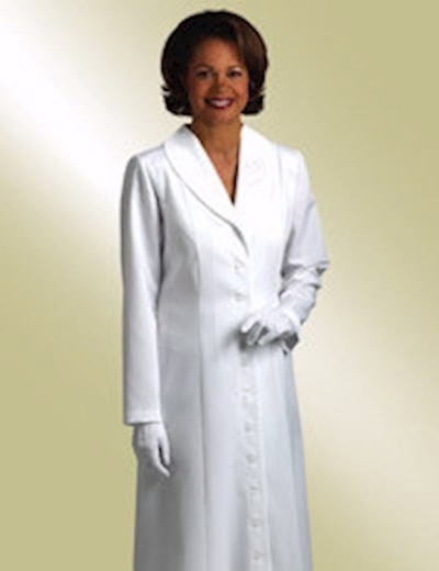 Church Dress-Shawl Collar w/Dove-H132/HF657-White | SHOPtheWORD