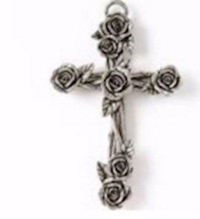 Wall Cross-Rose-Pewter (5-1/4x3-3/8) | SHOPtheWORD