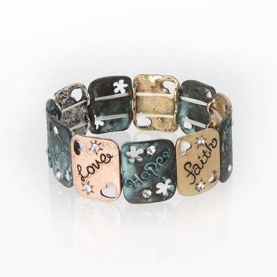 Bracelet-Eden Merry-Square Faith Hope Love/Blue | SHOPtheWORD