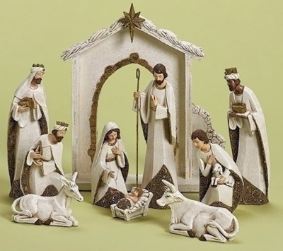 Nativity Set-10 Piece Ivory/Gold (12") | SHOPtheWORD