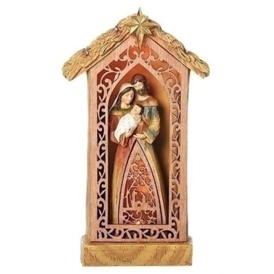 Figurine-LED Holy Family In Stable-Laser Cut (10") | SHOPtheWORD