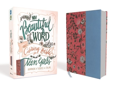 NIV Beautiful Word Coloring Bible For Teen Girls-Cranberry/Blue Leathersoft | SHOPtheWORD