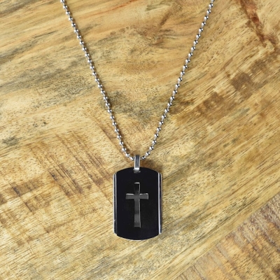 Necklace-Eden Merry-Just For Him-Cross Dog Tag (24") | SHOPtheWORD